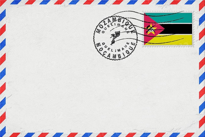 Mozambique Quelimane Vintage Air Mail Envelope with Flag and Postmark