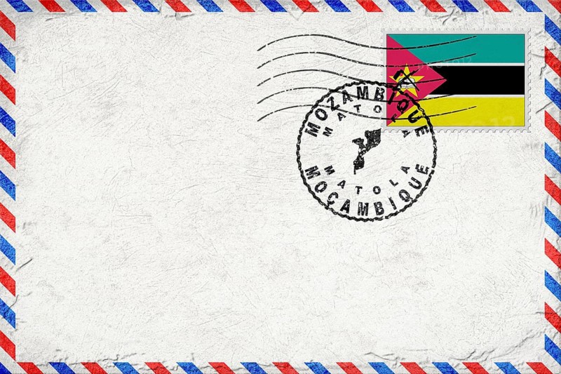 Mozambique Matola Vintage Air Mail Envelope with Flag and Postmark