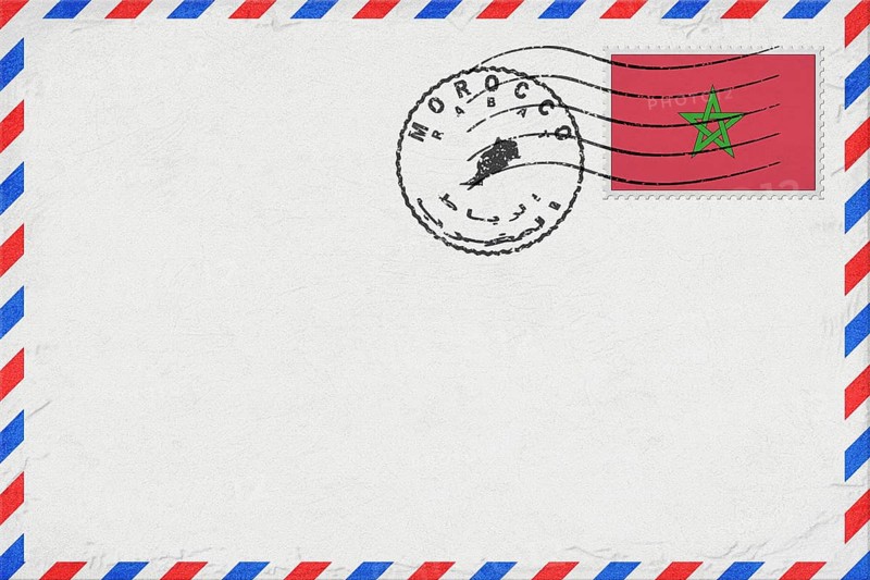 Morocco Rabat Vintage Air Mail Envelope with Flag and Postmark