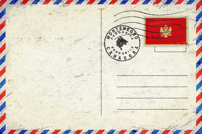 Montenegro Podgorica Vintage Air Mail Envelope with Flag and Postmark