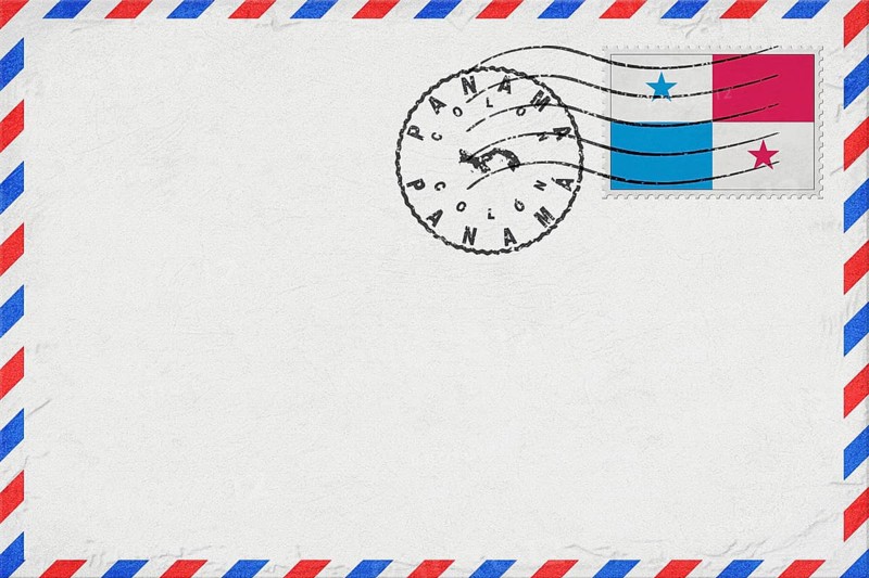 Panama Colon Vintage Air Mail Envelope with Flag and Postmark