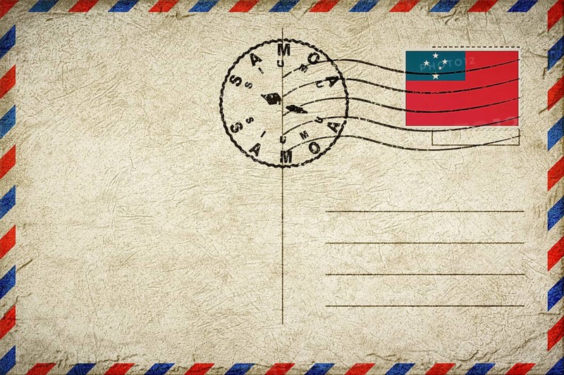 Samoa Siumu Vintage Air Mail Envelope with Flag and Postmark