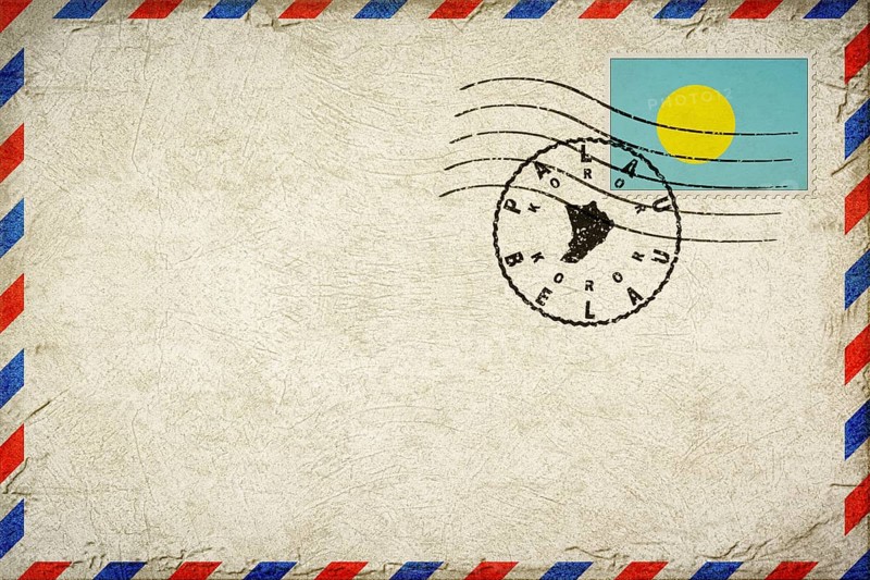 Palau Koror Vintage Air Mail Envelope with Flag and Postmark