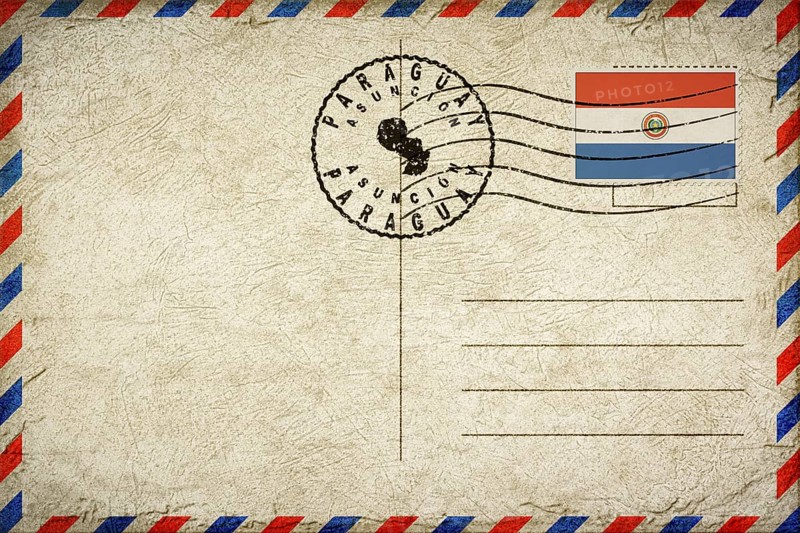 Paraguay Asuncion Vintage Air Mail Envelope with Flag and Postmark