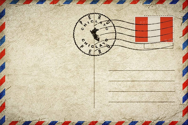 Peru Chiclayo Vintage Air Mail Envelope with Flag and Postmark