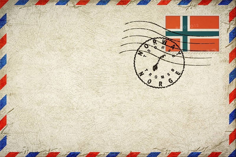 Norway Tromso Vintage Air Mail Envelope with Flag and Postmark