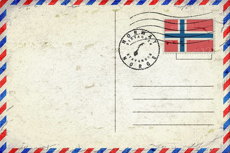 Norway Stavanger Vintage Air Mail Envelope with Flag and Postmark