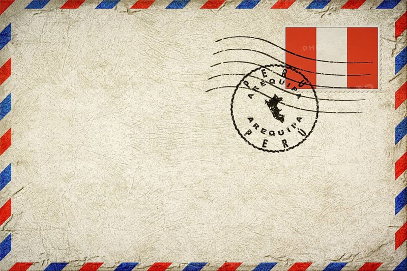 Peru Arequipa Vintage Air Mail Envelope with Flag and Postmark