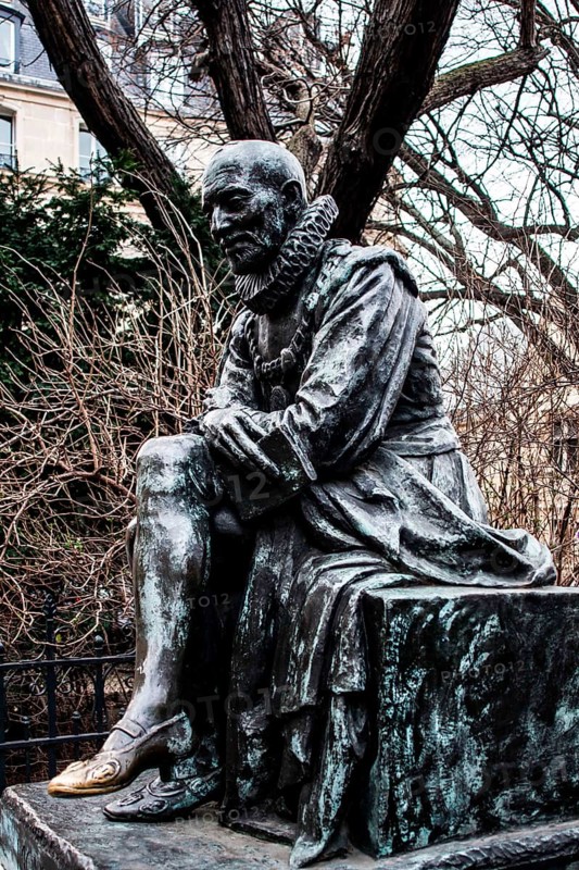 Statue of Montaigne. Paris, France. 28.01.2009