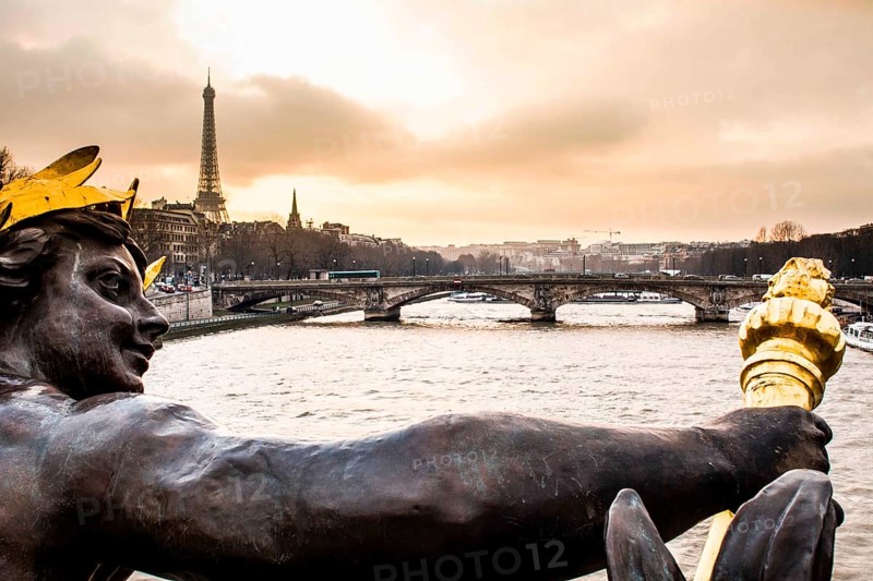 Detail of Alexander III Bridge (Pont Alexandre III). Paris, France. 27.01.2009