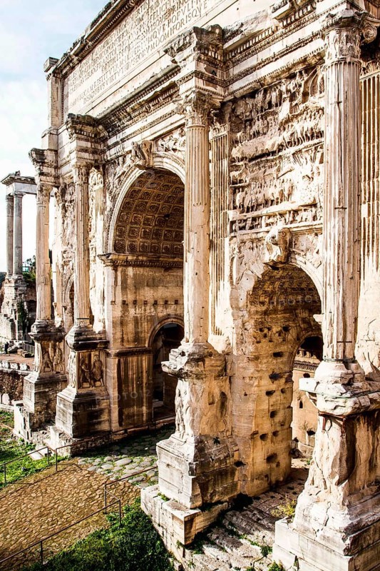 Arch of Septimius Severus (Arco di Settimio Severo) in the Roman Forum (Foro Romano). Rome, Province of Rome, Italy. 23.12.2012