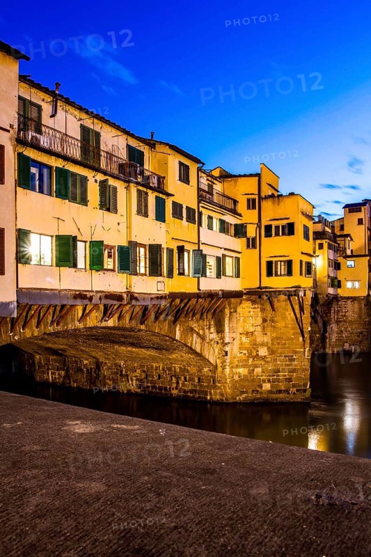 Ponte Vecchio (Old Bridge) at evening. Florence, Province of Florence, Italy. 21.12.2012