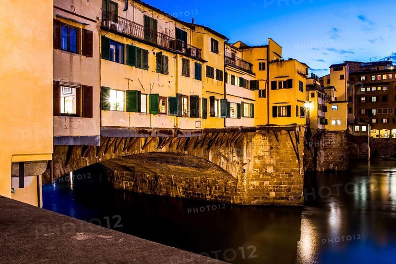 Ponte Vecchio (Old Bridge) at evening. Florence, Province of Florence, Italy. 21.12.2012