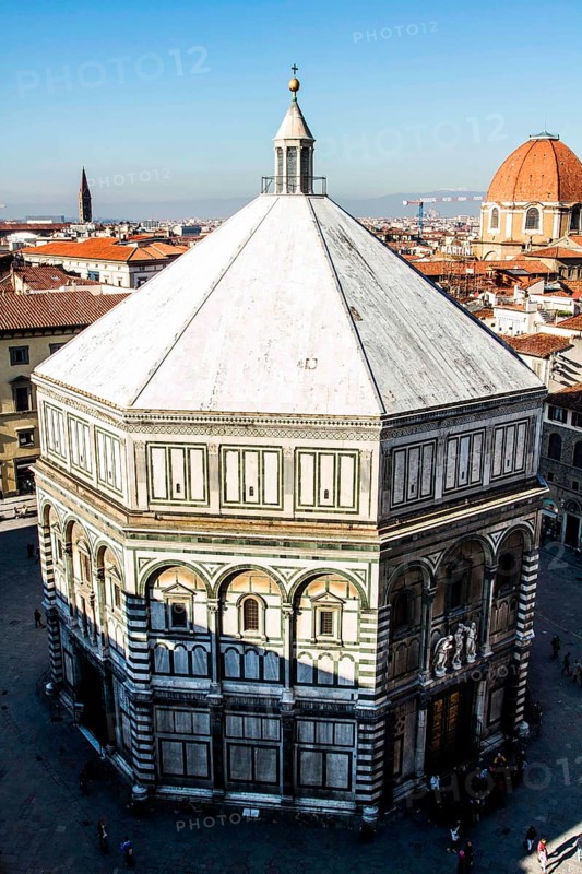Florence Baptistry (Battistero di San Giovanni) viewed from Giotto's Campanile. Florence, Province of Florence, Italy. 18.12.2012