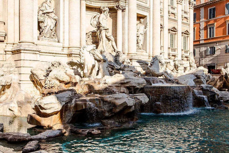 Fontana di Trevi, the largest Baroque fountain in the city and one of the most famous fountains in the world. Rome, Province of Rome, Italy. 23.12.2012