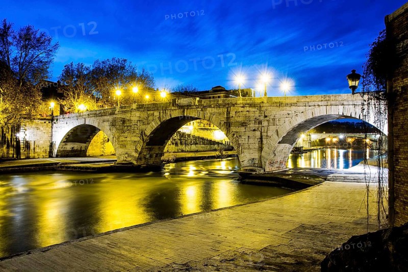Cestius Bridge (Ponte Cestio) viewed from Tiber Island (Isola Tiberina). Rome, Province of Rome, Italy. 25.12.2012