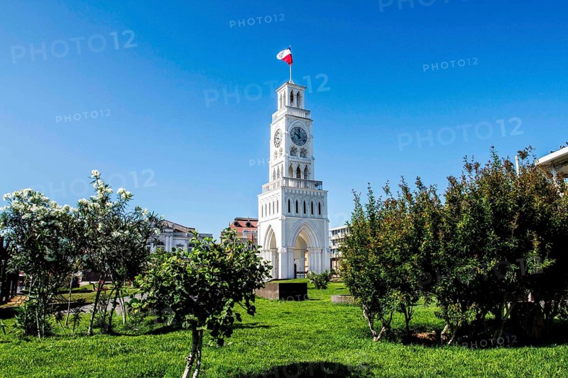 Clock Tower, in Arturo Prat Square (Plaza Arturo Prat), built in 1878, when Iquique was in Peruvian territory. Iquique, Tarapaca Region, Chile. 21.11.15