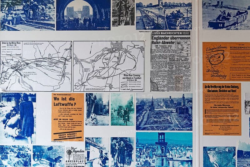 Historical documents relating to the end of World War II, Schifflersgrund border museum, GDR barricades, inner German border, Bad Sooden-Allendorf, Hesse, Germany