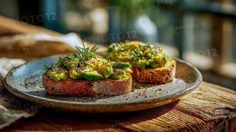 This appetizing avocado toast is a healthy and flavorful breakfast or brunch option, perfect for food photography, AI generated