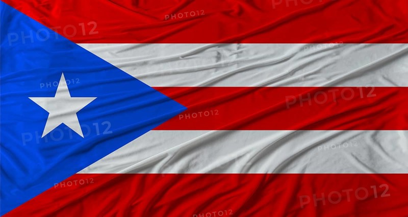 Puerto Rican flag waving. Flag of Puerto Rico with cloth texture