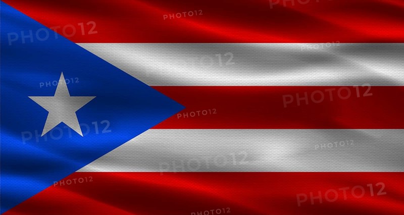 Puerto Rico flag with fabric texture. Realistic flag of Puerto Rico waving