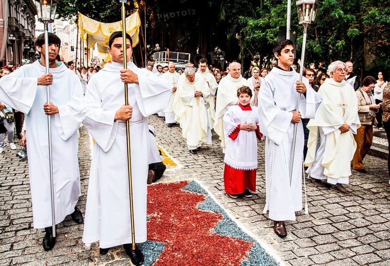 Procissão de Corpus Christi no entorno da Praça XV de Novembro.. Florianópolis, Santa Catarina, Brasil. / Corpus Christi Procession. Florianopolis, Santa Catarina, Brazil