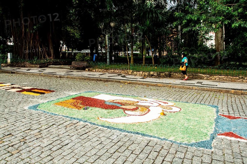 Decorated streets for the Corpus Christi Procession. Florianopolis, Santa Catarina, Brazil