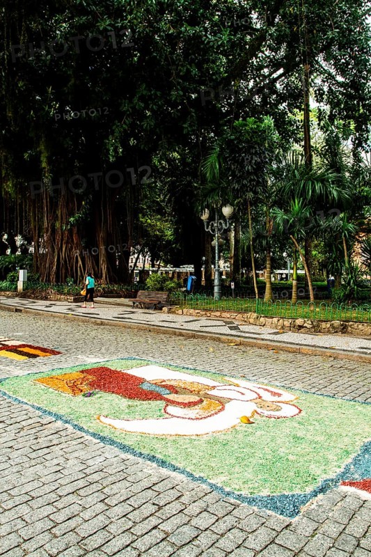 Decorated streets for the Corpus Christi Procession. Florianopolis, Santa Catarina, Brazil