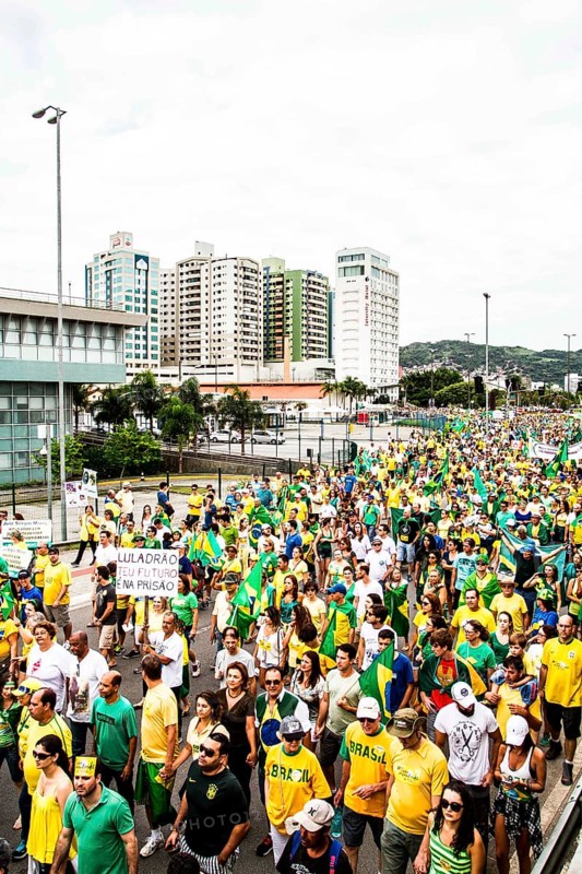 Manifestation for the impeachment of president Dilma Roussef on March 13th 2016. Florianopolis, Santa Catarina, Brazil