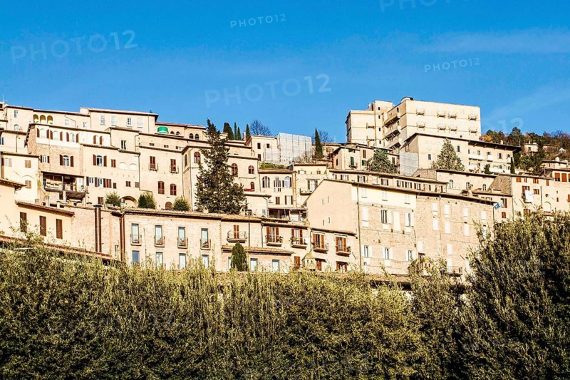 Buildings inside the walls of Assisi. Assisi, Province of Perugia, Italy. 22.12.2012