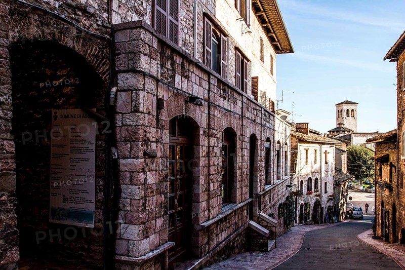 Street inside the walls of Assisi. Assisi, Province of Perugia, Italy. 22.12.2012