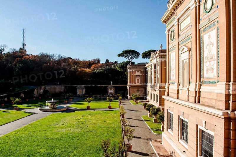 Internal facade of Vatican Museum viewed from Belvedere Courtyard (Cortile del Belvedere). Vatican City, Vatican City State. 28.12.2012