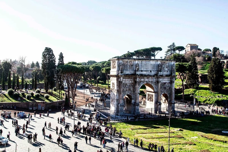 Arch of Constantine viewed from the Colosseum. Rome, Province of Rome, Italy. 28.12.2012