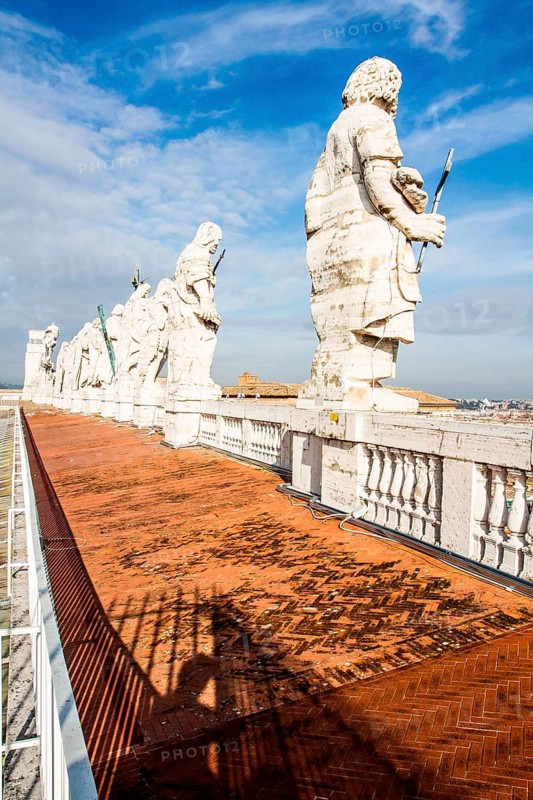 Apostle statues on the roof of Basilica of Saint Peter. Vatican City, Vatican City State. 27.12.2012