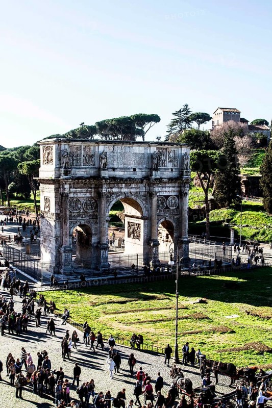 Arch of Constantine viewed from the Colosseum. Rome, Province of Rome, Italy. 28.12.2012