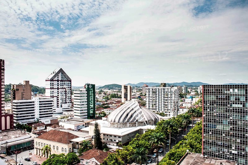 View from the last floor of Blue Tree Towers Hotel showing its central location. Joinville, Santa Catarina, Brazil. 22.12.11
