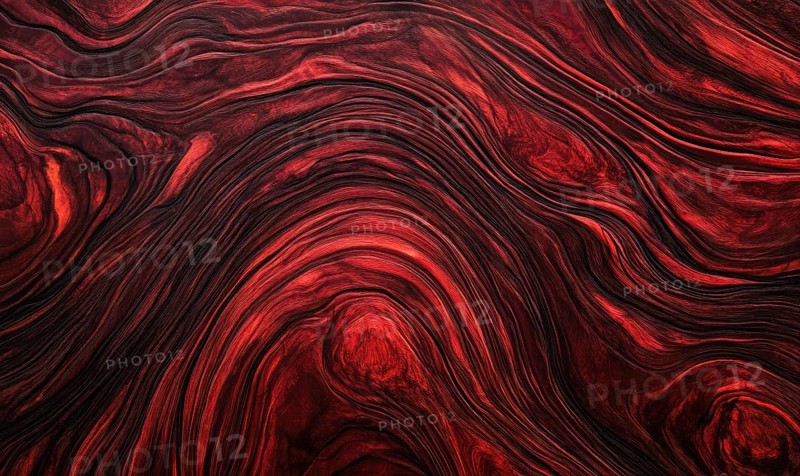 Deep red abstract pattern with flowing, swirling lines creating texture. AI generated