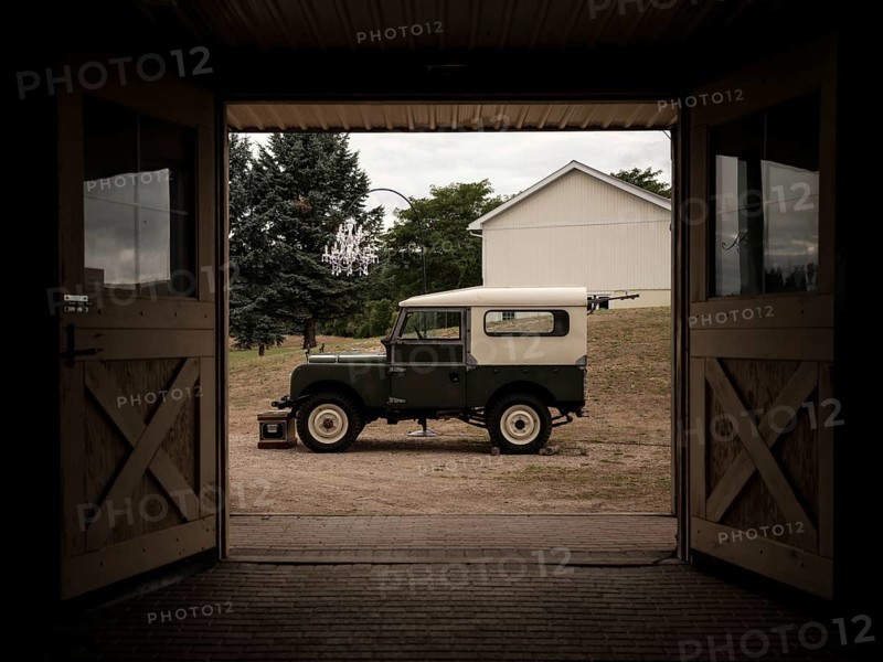 A 1950's Series One Land Rover parked on the grounds at the Toronto North York Hunt Club on August 26, 2025 in Mulmer, Ontario, Canada