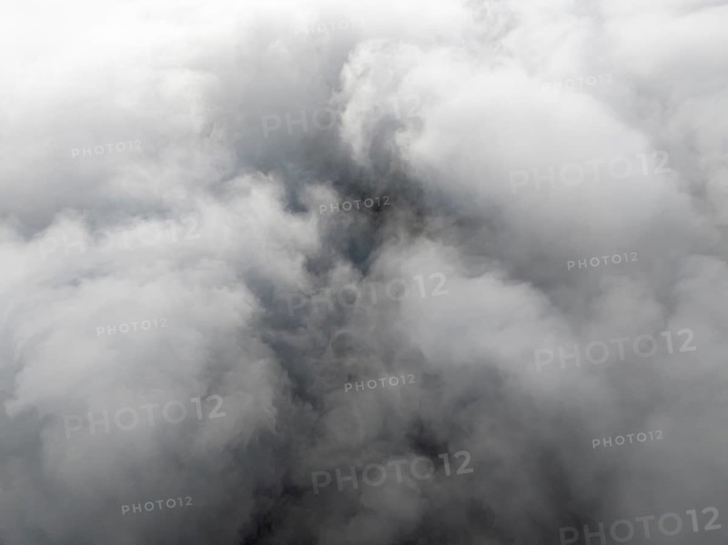 Aerial view, top down view, fog cover seen from above, Germany