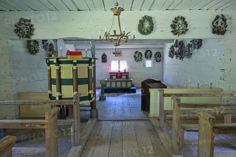 Village church, interior, Estonian Open Air Museum, Rocco al Mare, Tallinn, Estonia