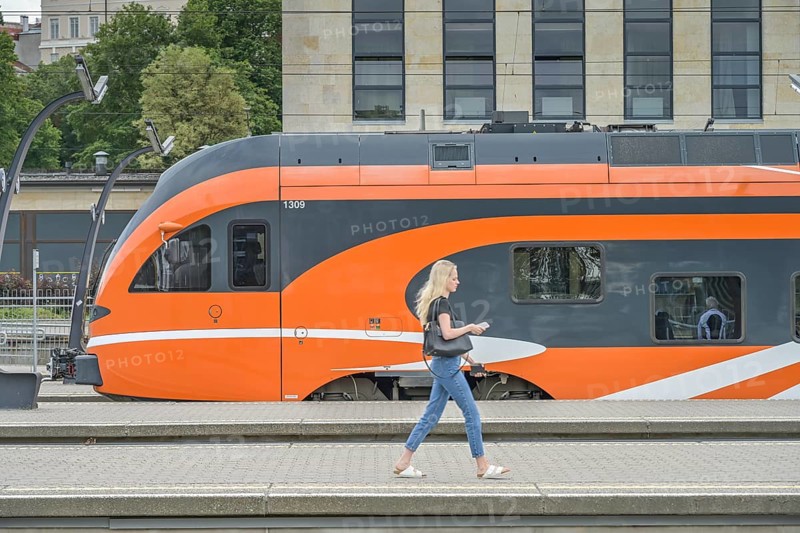 Train, platform, main station, Toompuiestee, Tallinn, Estonia