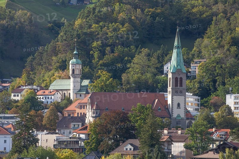 Old and new Innsbruck parish church, Hötting, Innsbruck, Tyrol, Austria