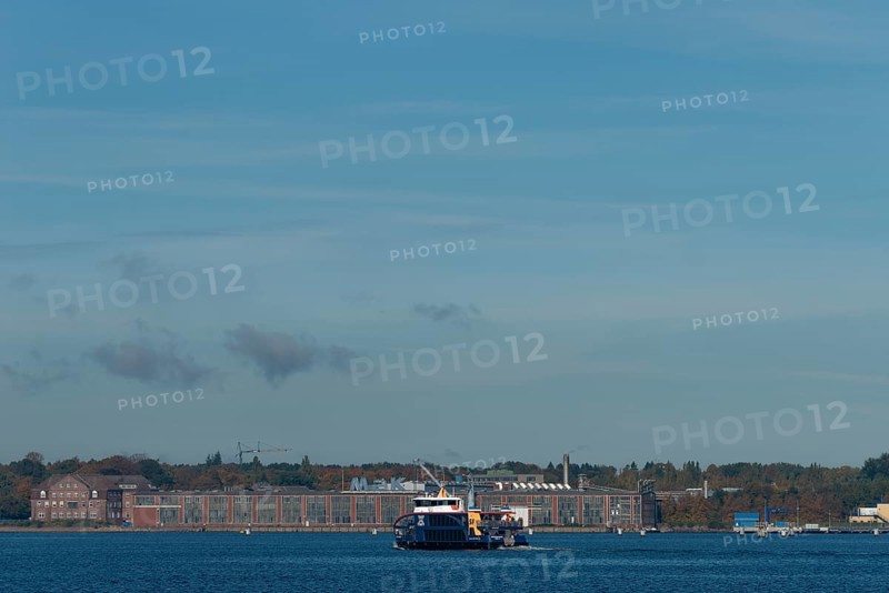 State capital Kiel, Friedrichsort district, building of the former company Maschinenbau Kiel, MaK, monument protection, economy, industry, Kiel Fjord liner, Schleswig-Holstein, Germany