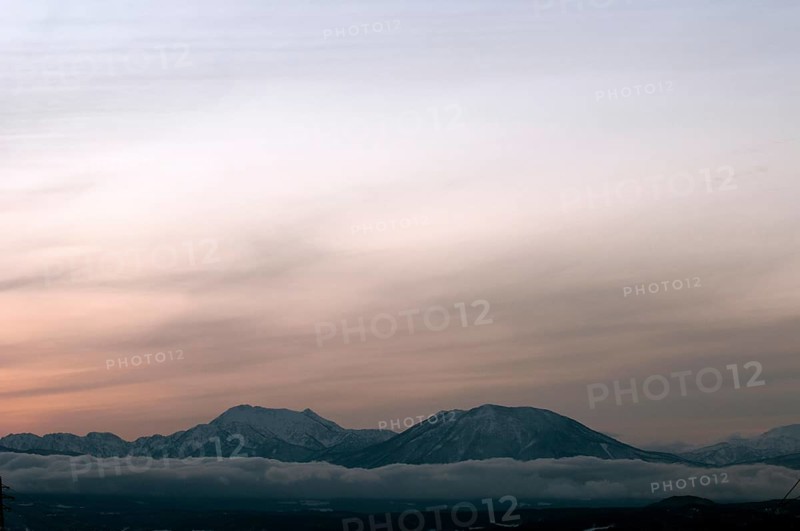 Japan, Nagano, sunset on the Japanese Alps
