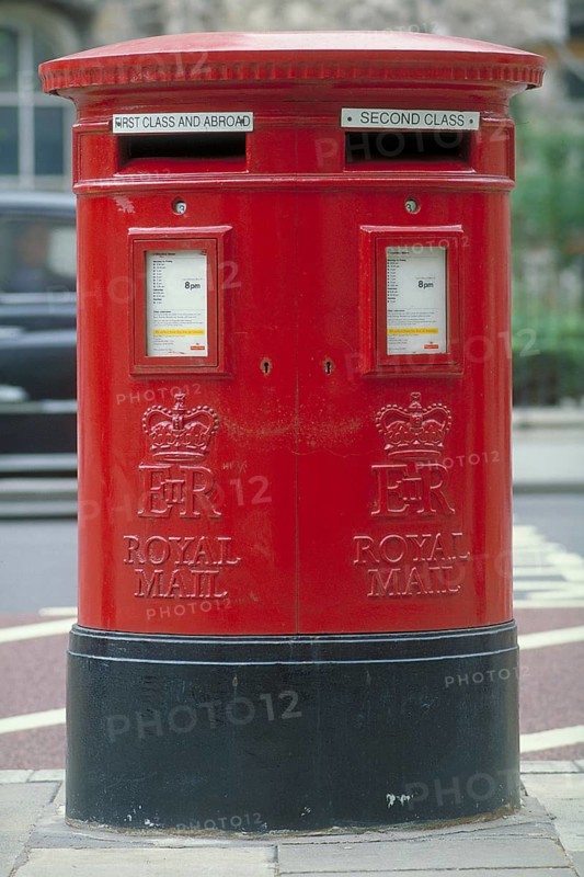 Typical red brie box, London, England, Great Britain