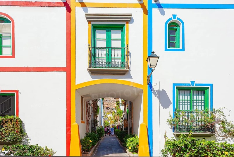 Colourful houses, Puerto de Mogan, Gran Canaria, Canary Islands, Spain