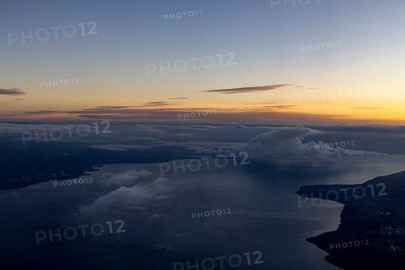 Clouds over Lac Léman, aerial view, Lake Geneva, Vaud, Switzerland