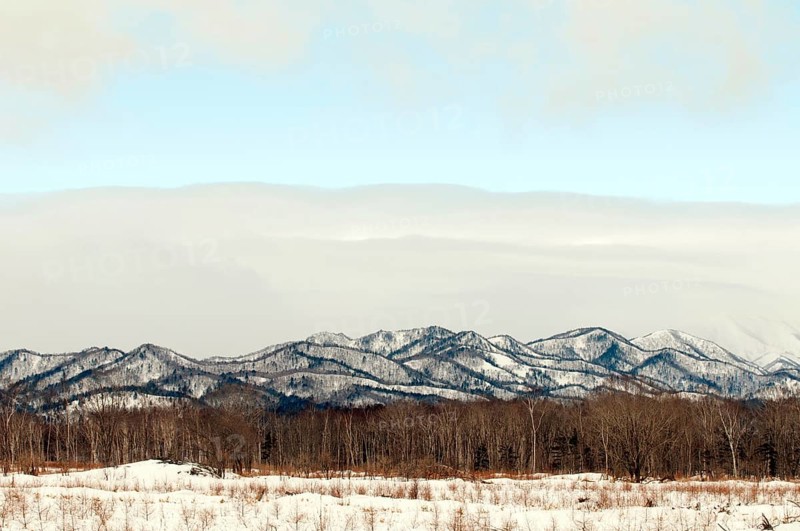 Japan, Hokkaido, Rausu, Mountains in winter Landscape, Hokkaido, North, East, Winter, (Paysage) Japan, 2017