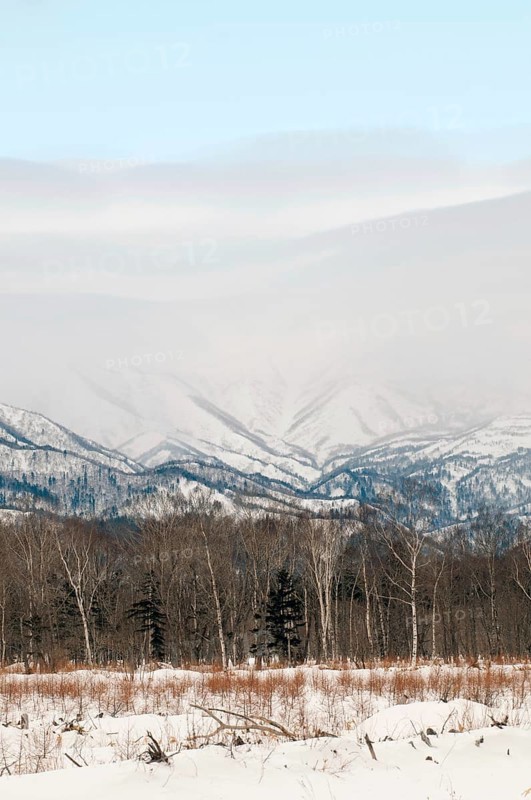 Japan, Hokkaido, Rausu, Mountains in winter Landscape, Hokkaido, North, East, Winter, (Paysage) Japan, 2017