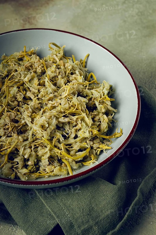 Jonjoli, Colchian klekachka, Georgian appetizer, pickled jonjoli, no people